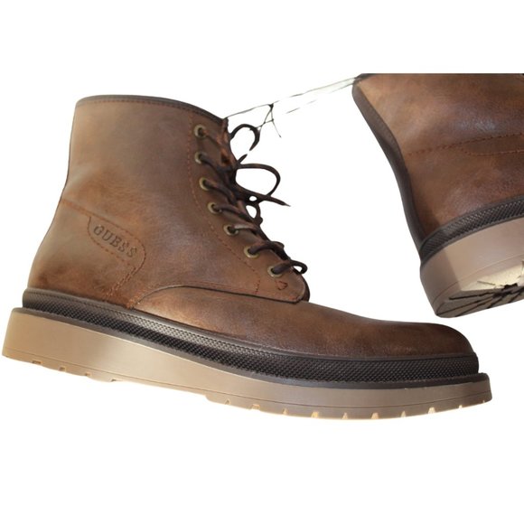 New Size 10.5 Men\'s Brown Leather Guess Boots Fleece Lined main image 10